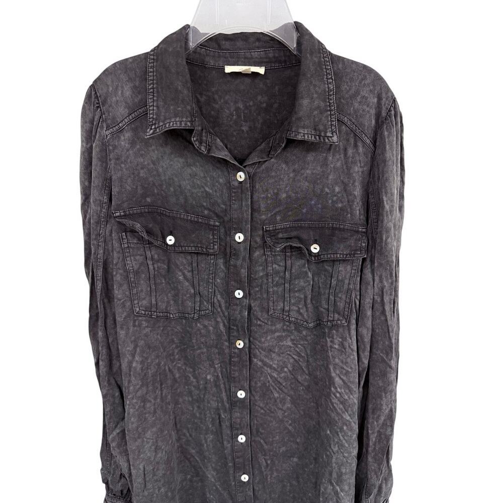 Y2K Easel Los Angeles Acid Wash Rayon Shirt Dress Grunge Goth Boho M - Picture 4 of 8